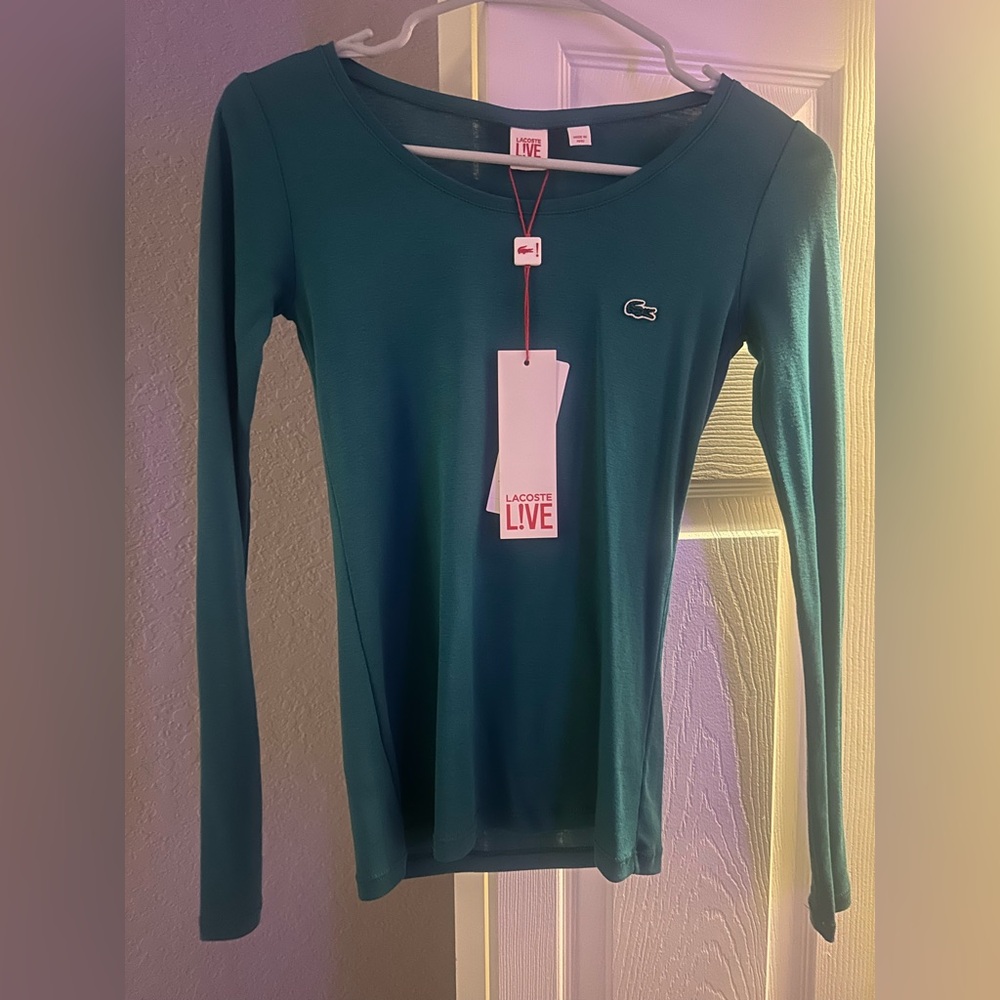 Lacoste Women's Deep Green /Long Sleeve Tee XS PLEASE SEE pictures!!!